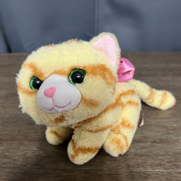 First & Main Plush Cat Stuffed Animal‎ Striped Kitten with Bow Kids Toy 6" - Picture 1 of 5